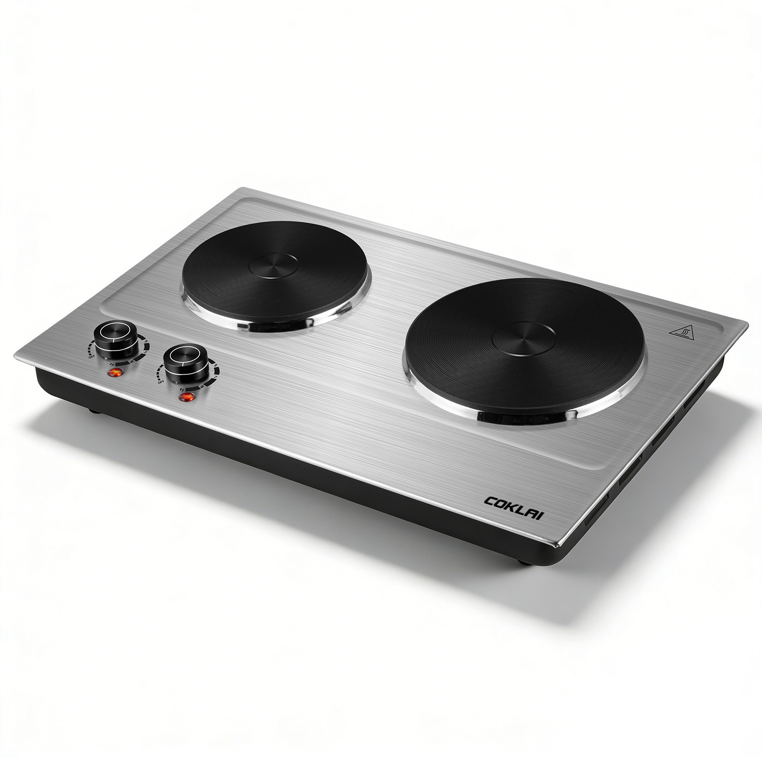 SP Coklai 1800W Portable Double Burner Hot Plate – Stainless Steel Countertop Electric Cooktop with Dual Cast Iron Heating Plates, Easy-to-Clean Silver Design, 2026 Version