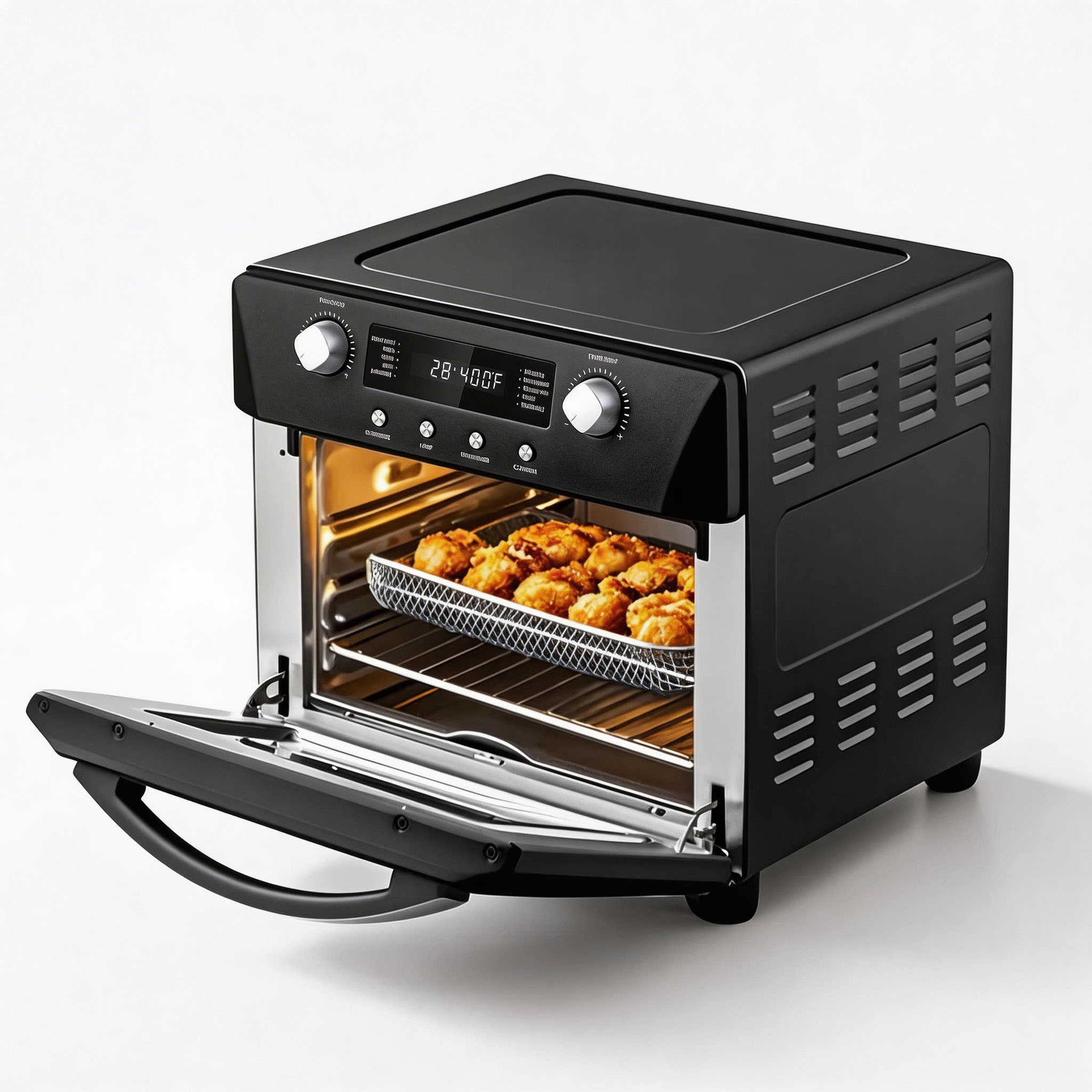 CUSIMAX Air Fryer Oven, 10-in-1 Convection Oven, 24QT Air Fryer Combo, Countertop Air Fryer Toaster Oven with Rotisserie & Dehydrator, Rich Accessories, Black