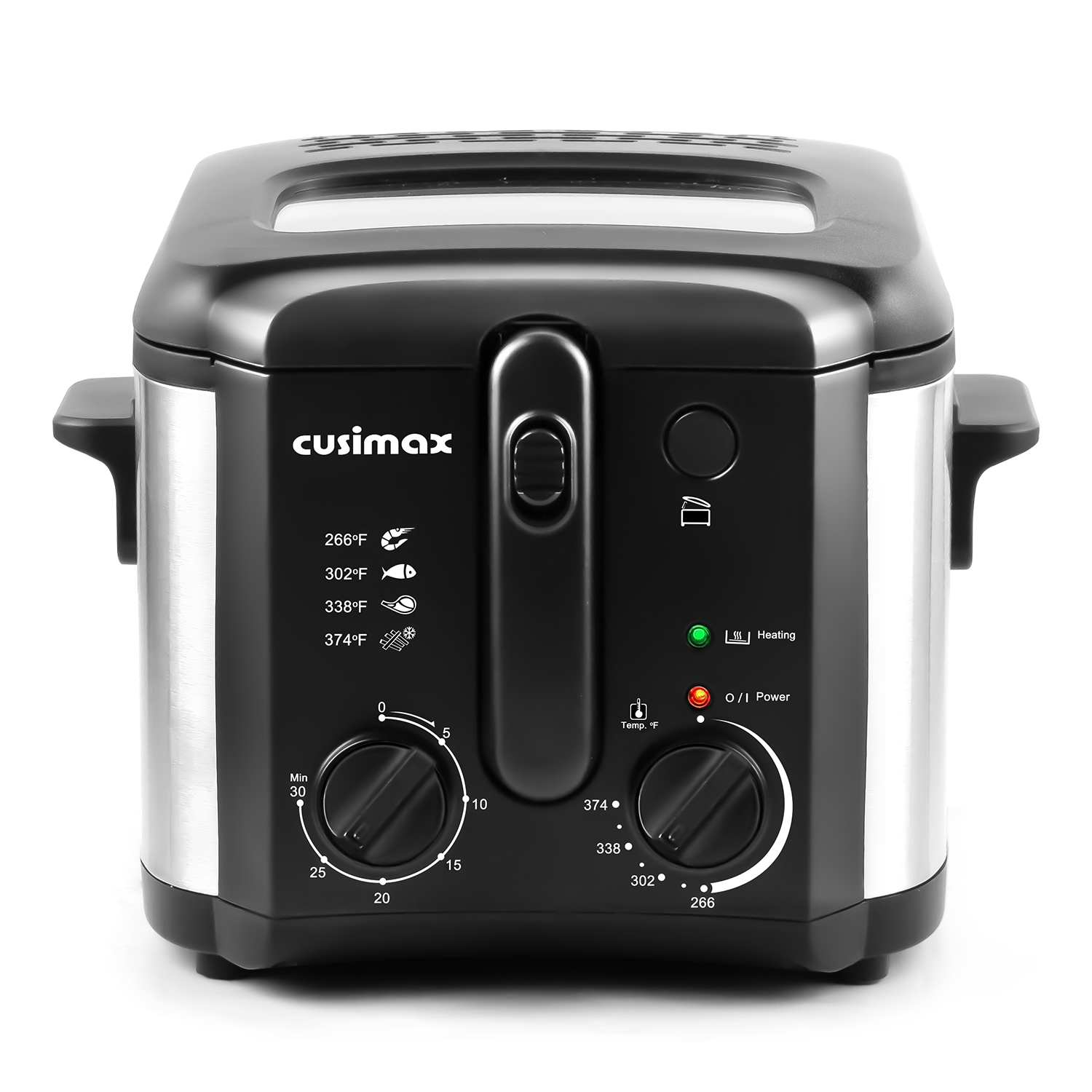 Cusimax 2.5L Electric Deep Fryer with Basket Strainer and Handle,Lid with View Window,Adjustable Temp & Timer,Perfect for Chicken,Fries,Chips and More,Easy to Clean,1500 Watts