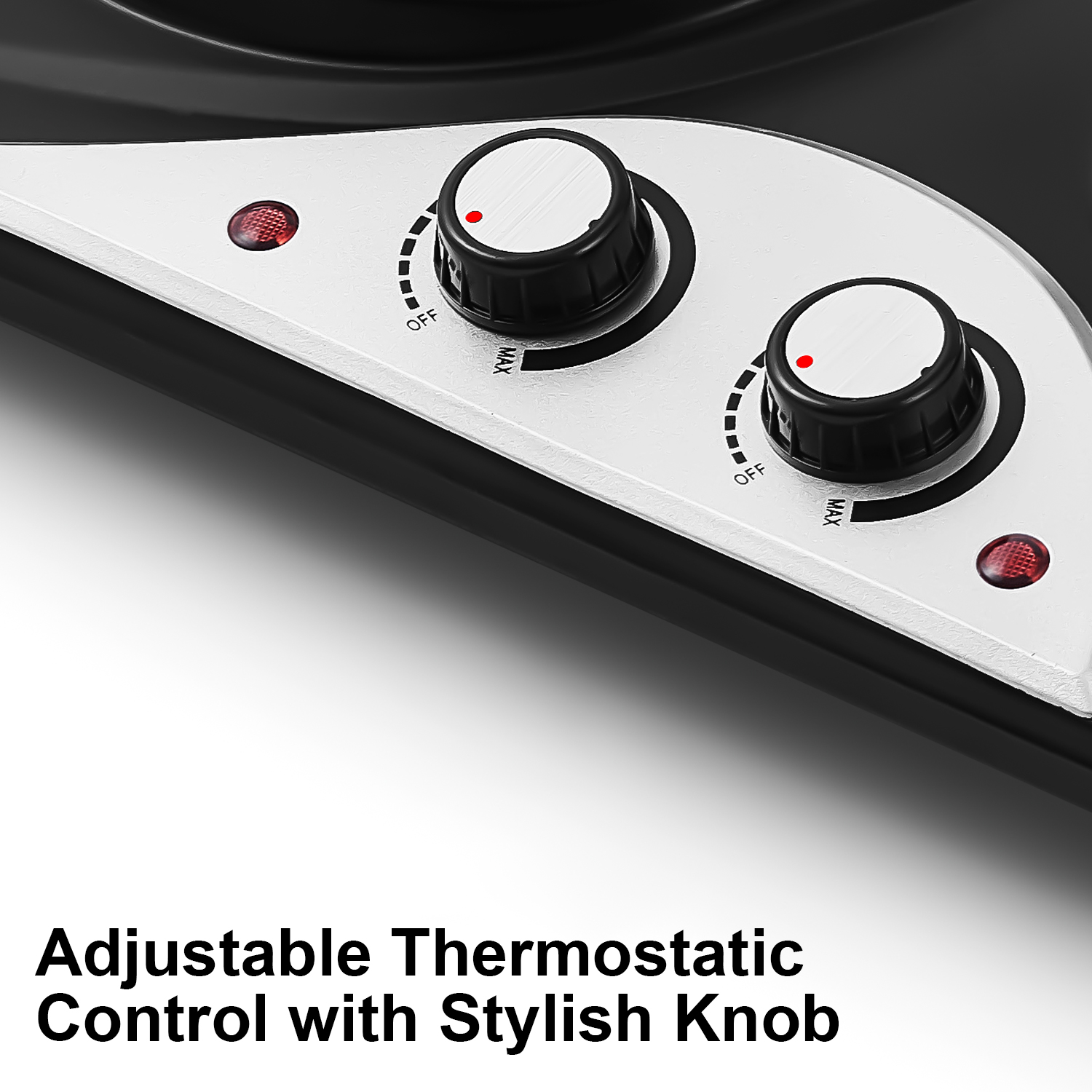 Cusimax 2500W Electric Double Hot Plate,Countertop Cast Iron Burner,Temperature Controls,Power Indicator Lights,Easy To Clean,Silver(UK)