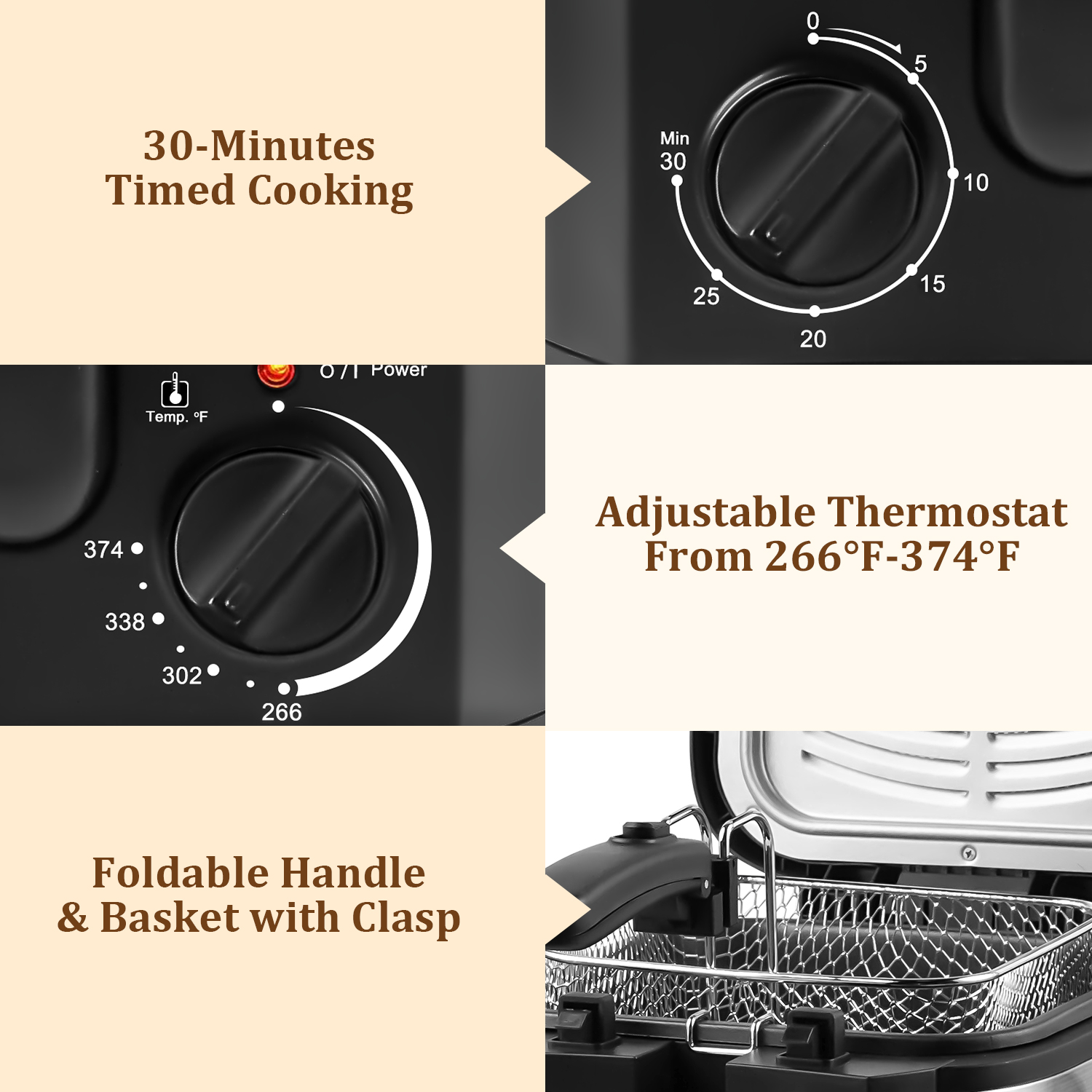 Cusimax 2.5L Electric Deep Fryer with Basket Strainer and Handle,Lid with View Window,Adjustable Temp & Timer,Perfect for Chicken,Fries,Chips and More,Easy to Clean,1500 Watts