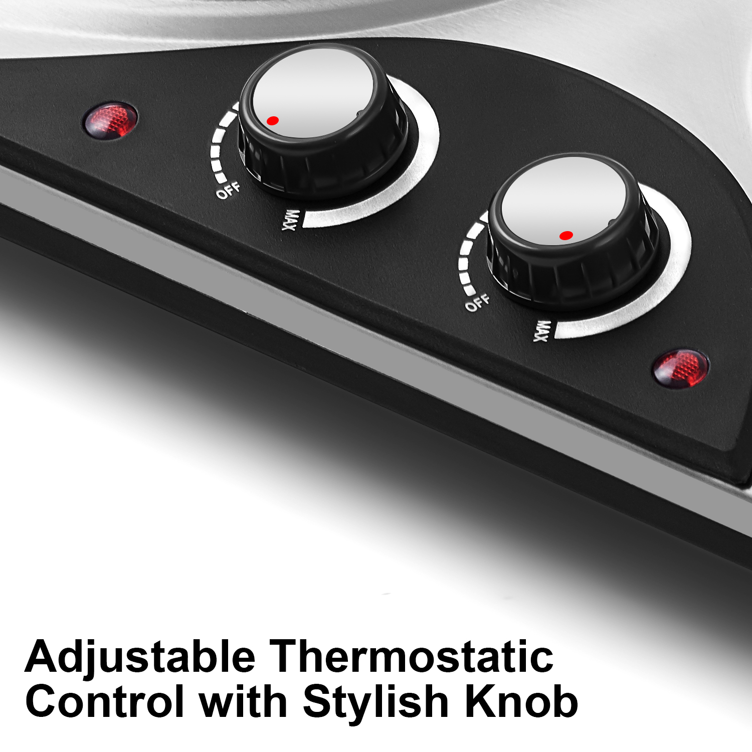 Cusimax 1800W Electric Double Hot Plate,Countertop Cast Iron Burner,Temperature Controls,Power Indicator Lights,Easy To Clean,Silver