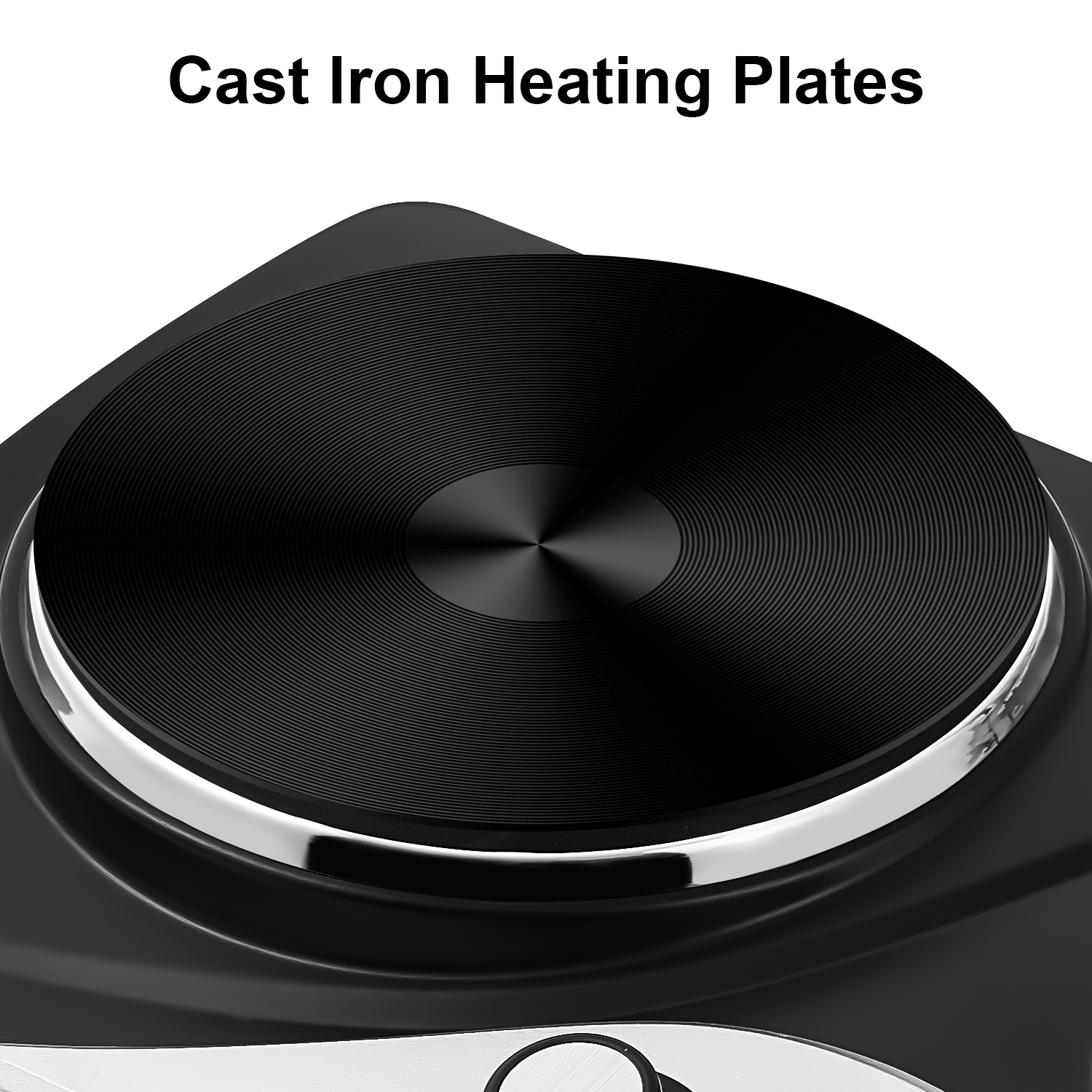 Cusimax 2500W Electric Double Hot Plate,Countertop Cast Iron Burner,Temperature Controls,Power Indicator Lights,Easy To Clean,Silver(UK)