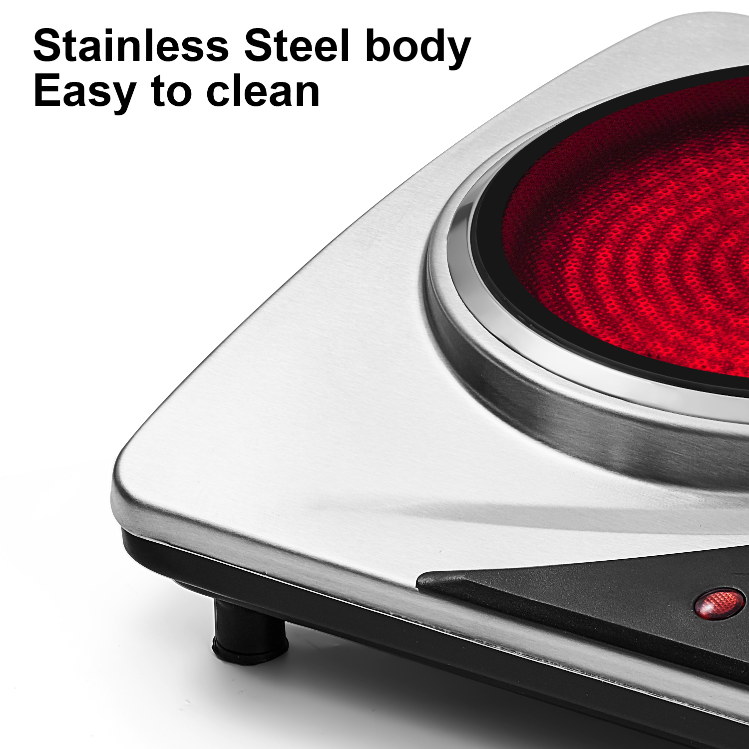 Cusimax Hot Plate, 1800W Double Burners, Infrared Burners Electric Ceramic Hot Plate Cooktop for Cooking, Portable Countertop Cooktop Glass Heating Plate, Heat-Up in Seconds, Compatible for All Cookwares