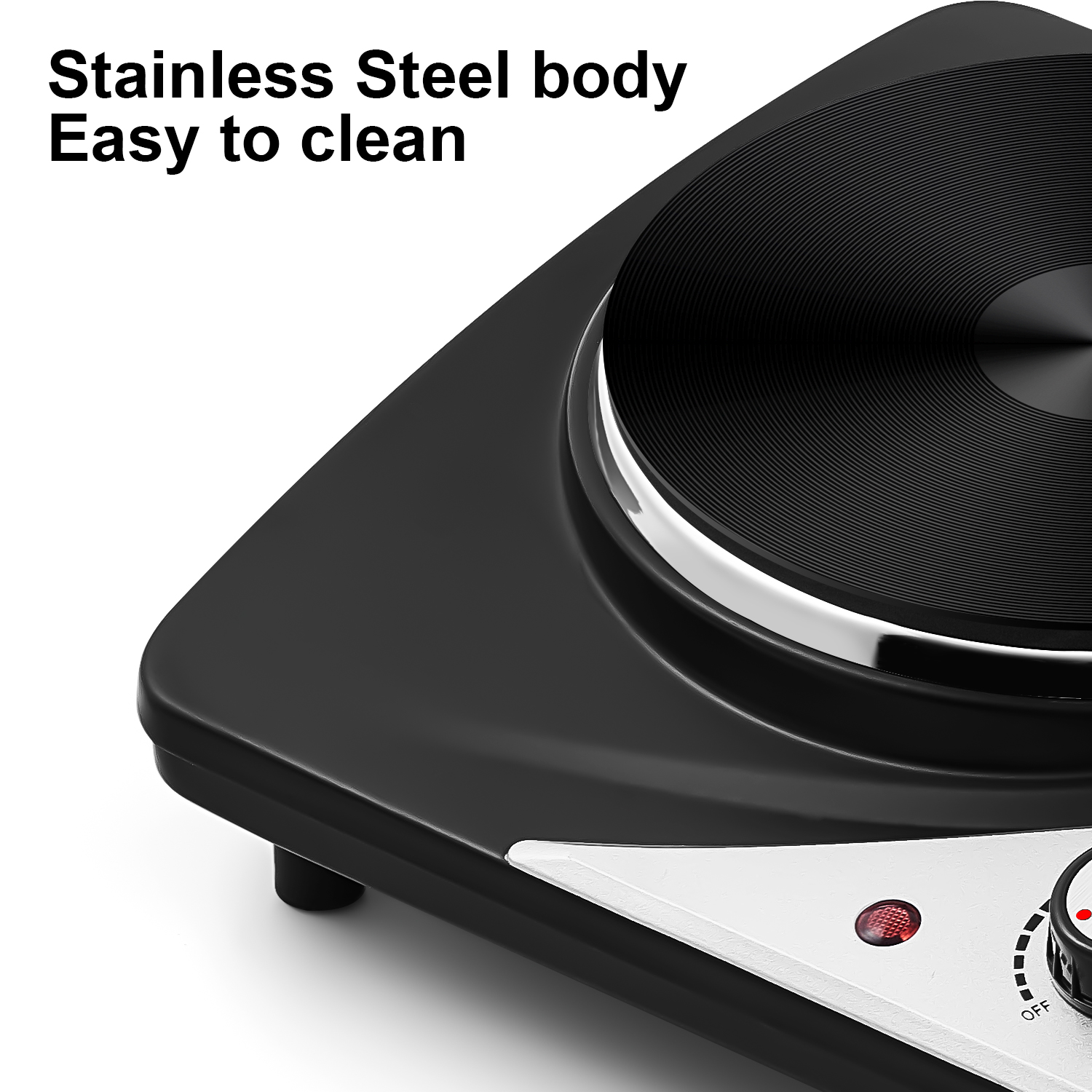 Cusimax 2500W Electric Double Hot Plate,Countertop Cast Iron Burner,Temperature Controls,Power Indicator Lights,Easy To Clean,Silver(DE)