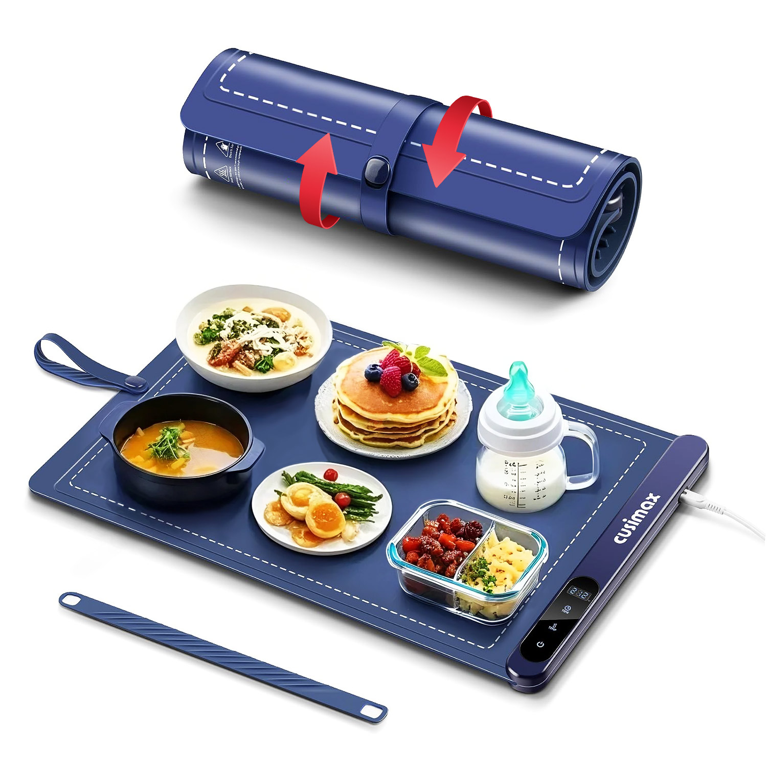 CUSIMAX 6-Temperature Foldable Electric Food Warming Mat - Auto Shut-Off, Rollable Design, Perfect for Parties, Gatherings & Everyday Use