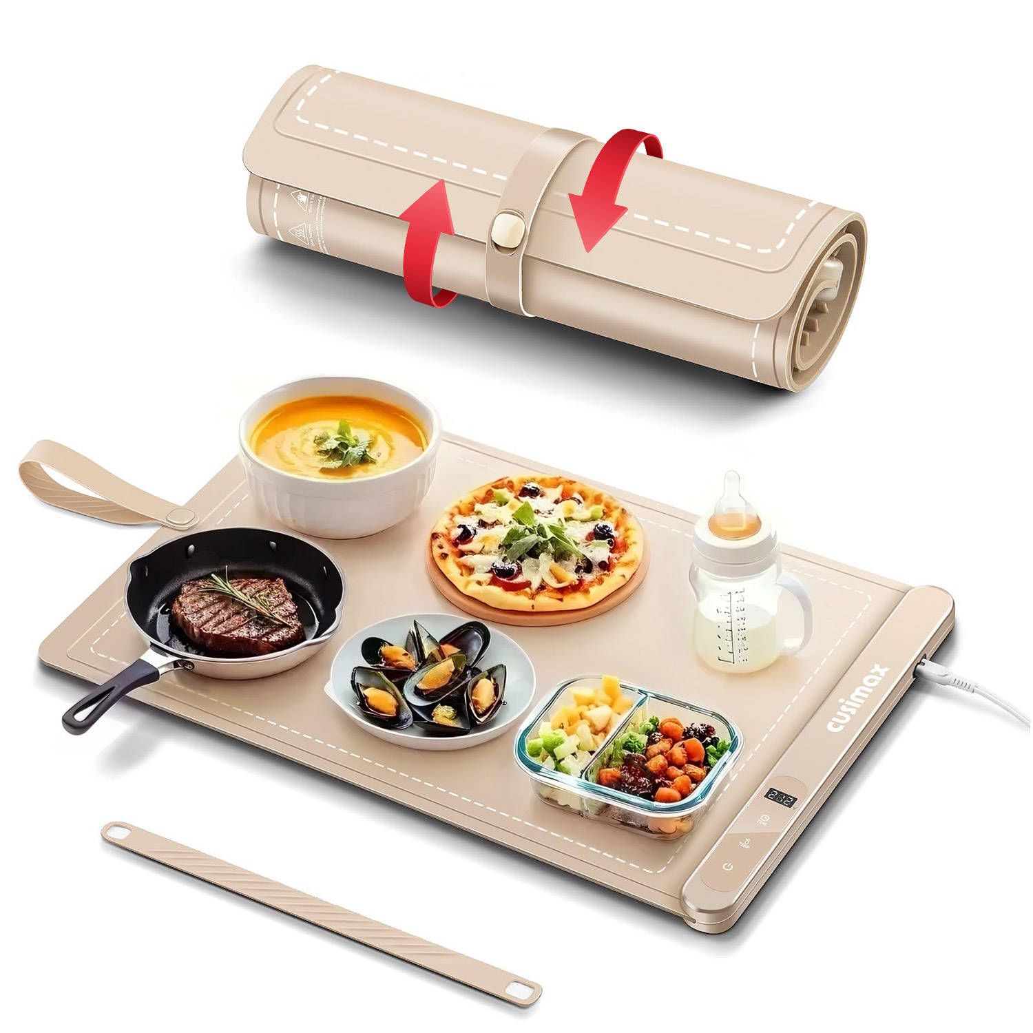 CUSIMAX 6-Temperature Foldable Electric Food Warming Mat - Auto Shut-Off, Rollable Design, Perfect for Parties, Gatherings & Everyday Use