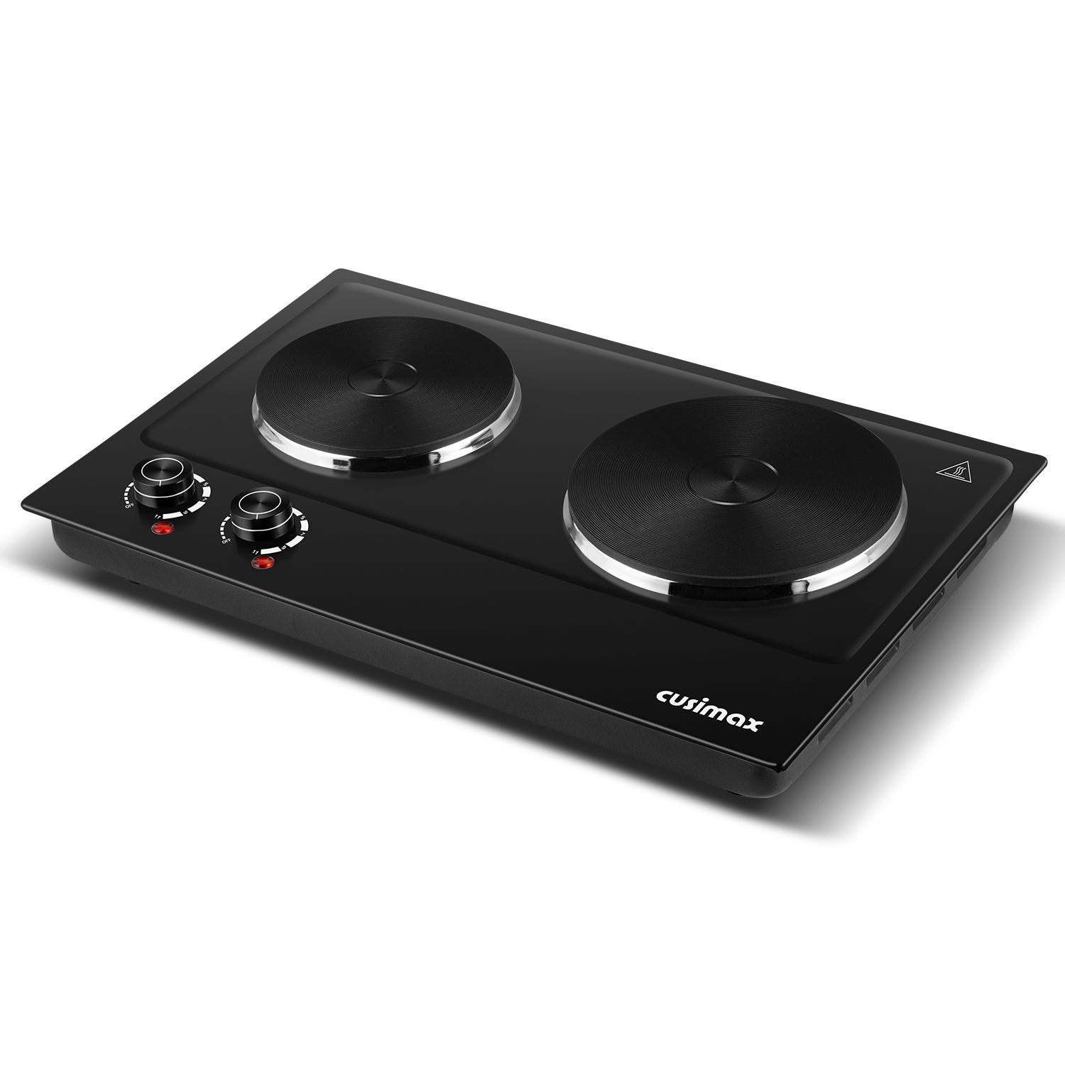 Cusimax 1800W Portable Double Hot Plate,Stainless Steel Countertop Cooktop,Cast Iron Electric Double Burner,Easy To Clean