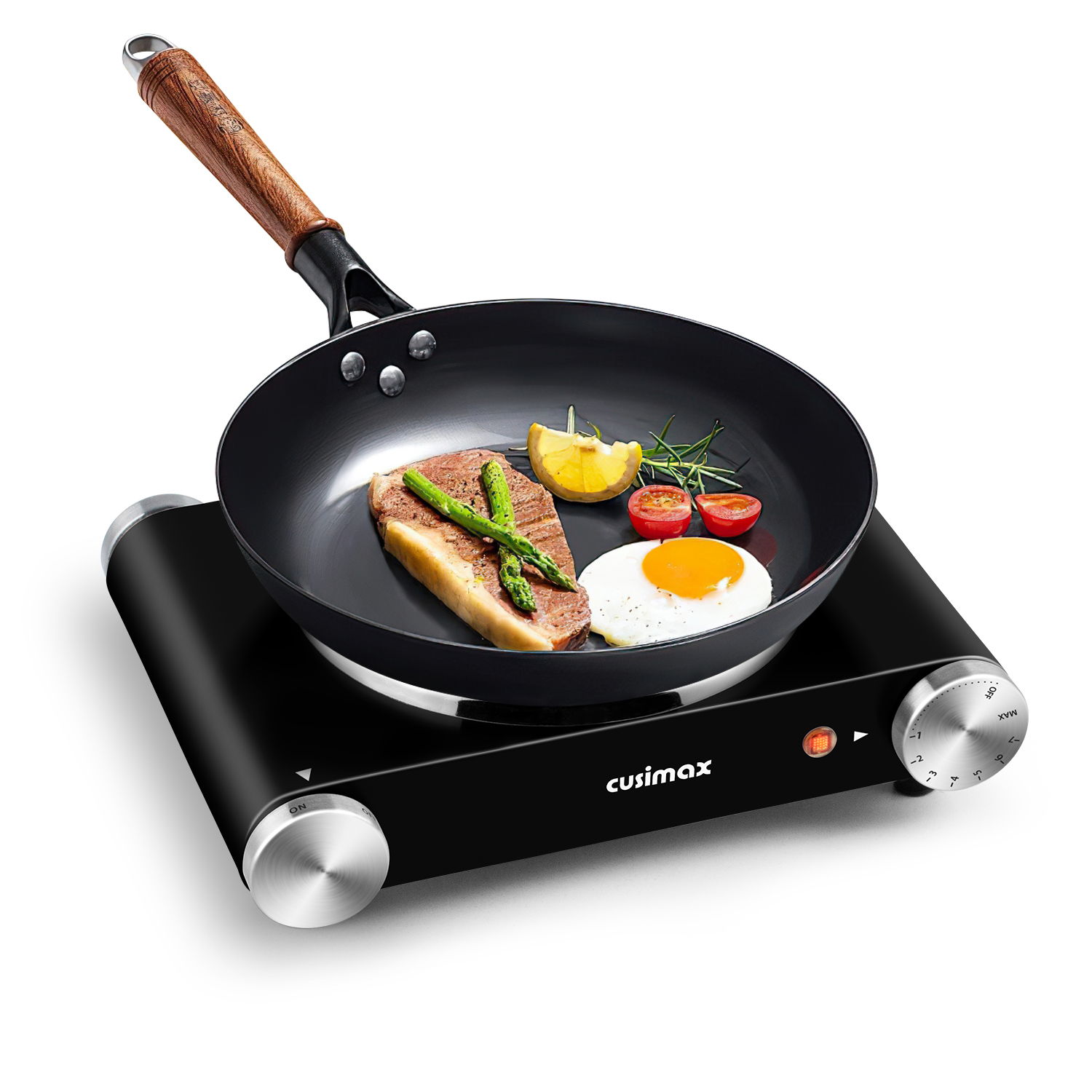 Cusimax Electric Hot Plate For Cooking,1500W Stainless Steel Single Burner With Temperature Control,For All Cookware,Great For RV/Home/Camping