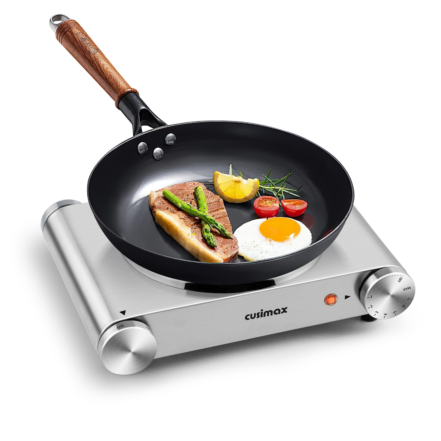 Cusimax Electric Hot Plate For Cooking,1500W Stainless Steel Single Burner With Temperature Control,For All Cookware,Great For RV/Home/Camping
