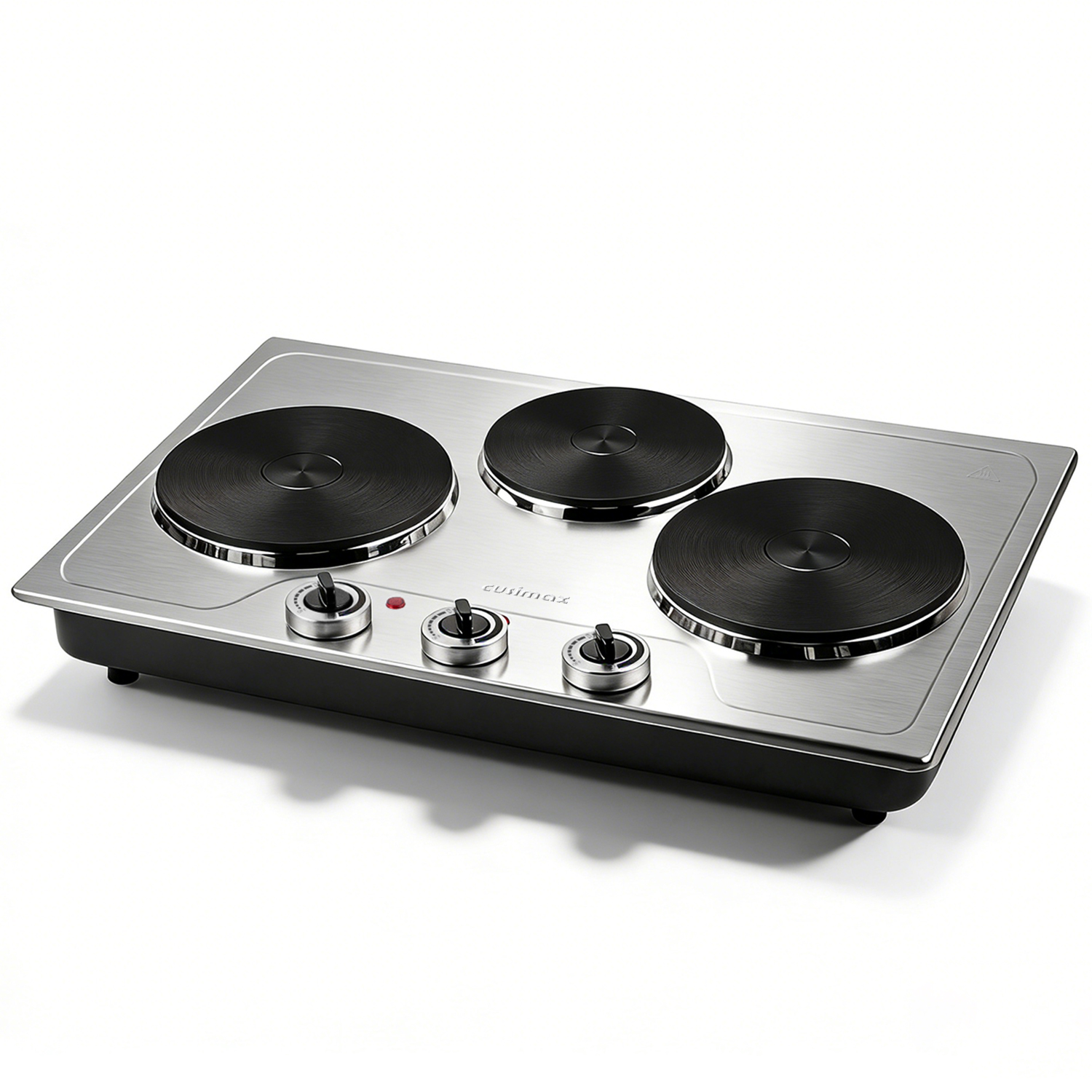CUSIMAX 1800W Triple Burner Electric Hot Plate, Portable Stainless Steel Cooktop with 3 Independent Temperature Controls, Built-In or Countertop Electric Stove, Compatible with All Cookware