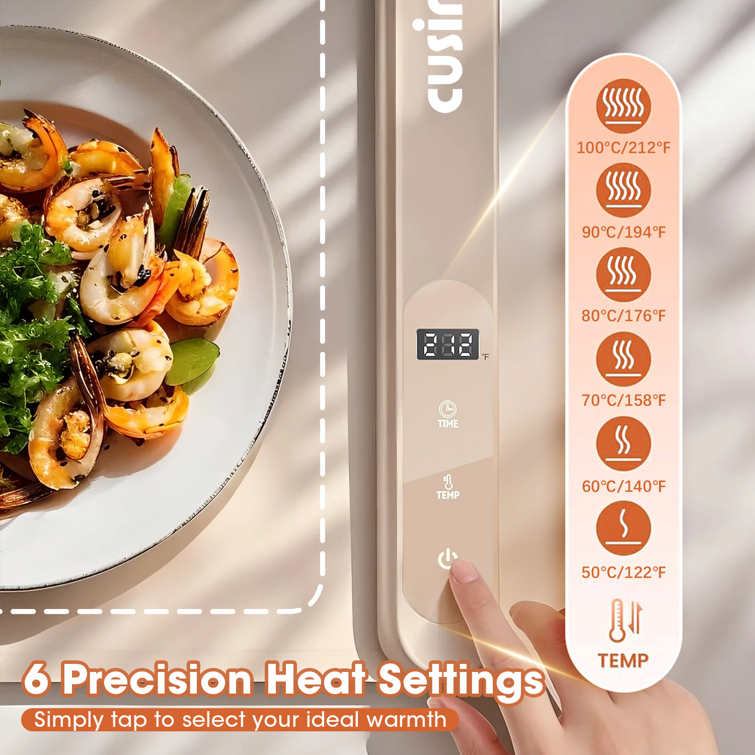 CUSIMAX 6-Temperature Foldable Electric Food Warming Mat - Auto Shut-Off, Rollable Design, Perfect for Parties, Gatherings & Everyday Use