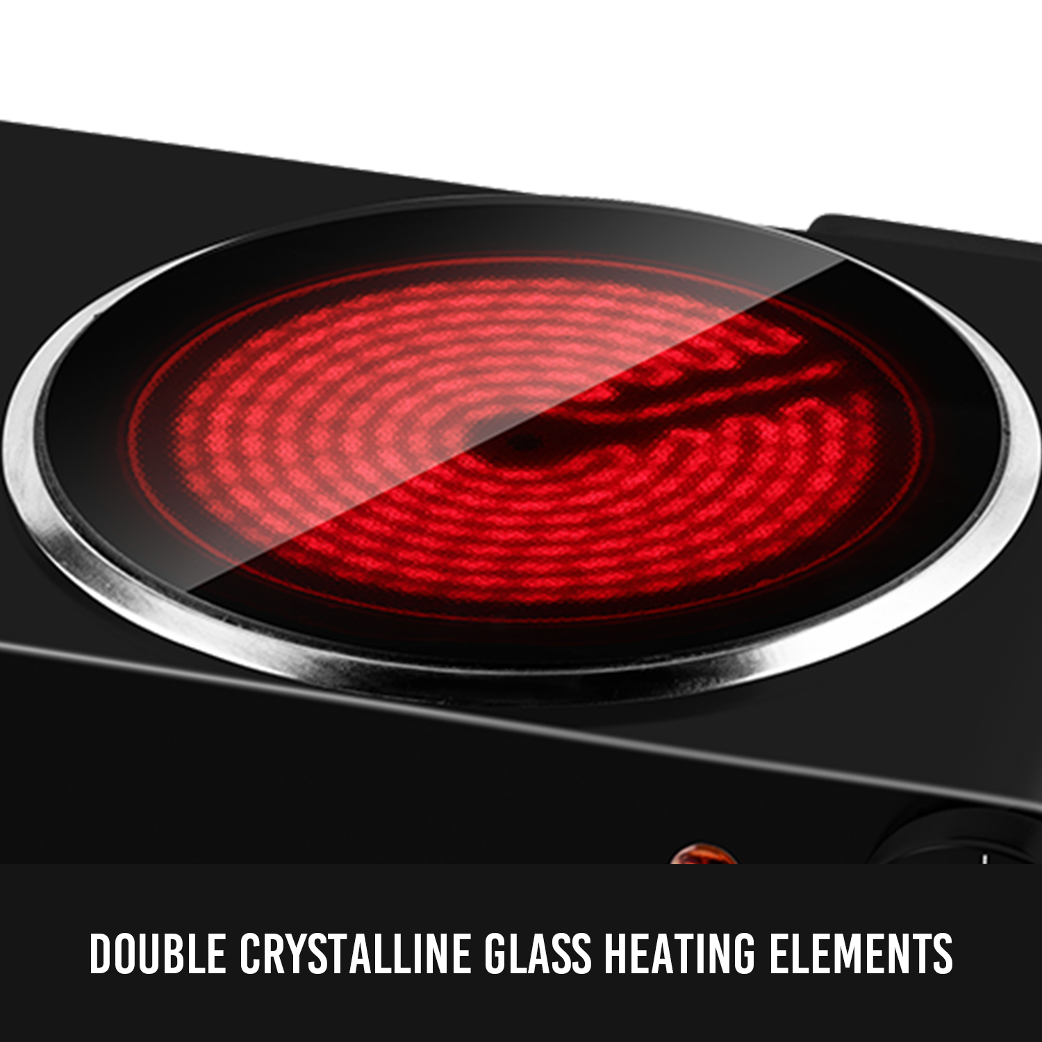 Cusimax Portable 2-Burner 7.1 in. Electric Hot Plate,1800W Glass Dual Countertop Electric Cooktop,Dual Control Stainless Steel Infrared Electric Stove,Compact Stove For Home Dorm Office