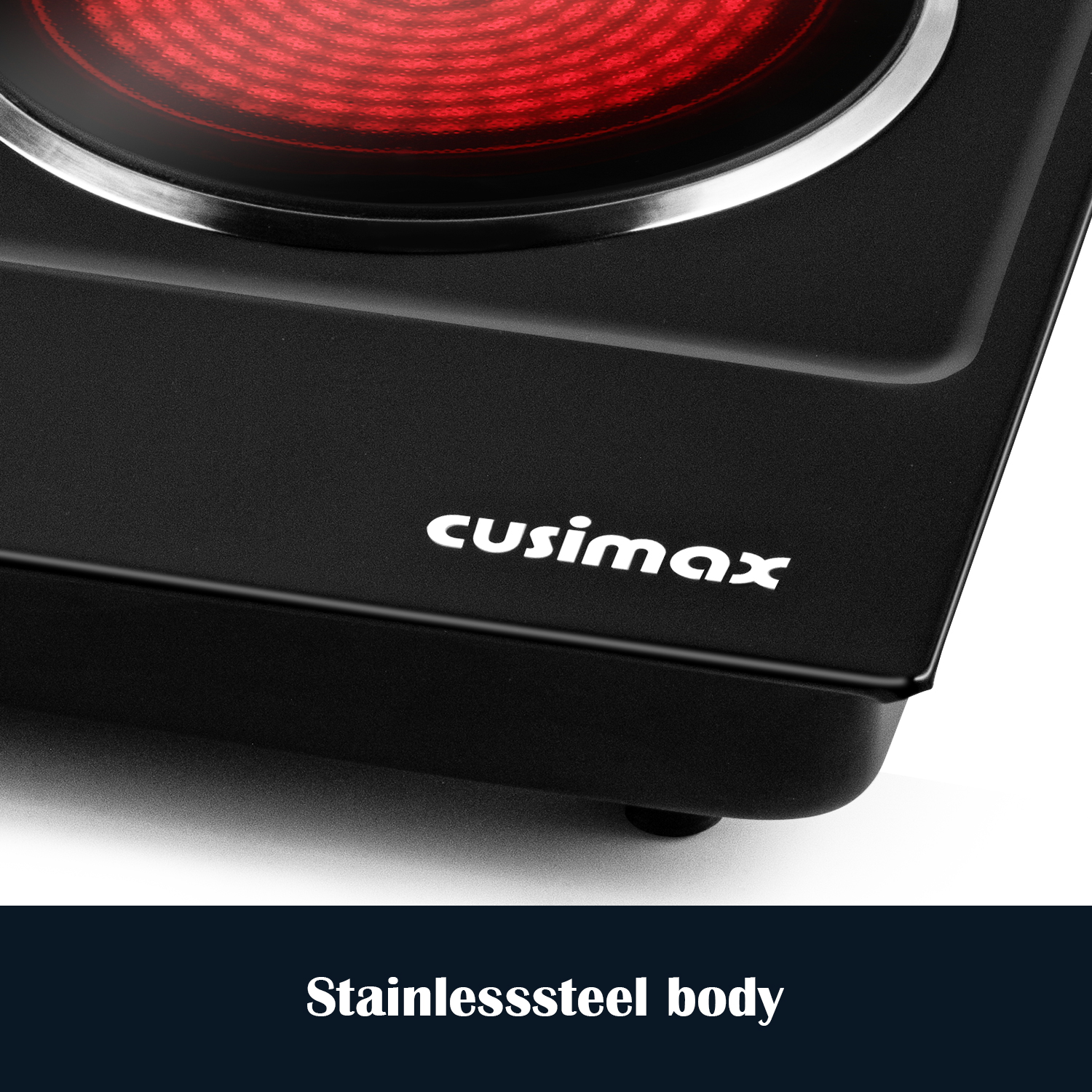 Cusimax 2400W Dual Burner - Portable Infrared Electric Hot Plate, Fast Heating Ceramic Cooktop with Dual Temperature Control, Compact Design for Versatile Cooking, Sleek Black Finish (UK)