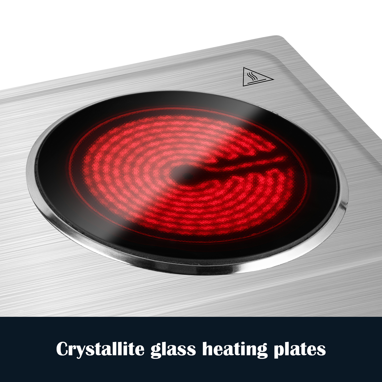 Cusimax 2400W Double Burner - Portable Electric Ceramic Hot Plate with Infrared Heating, Dual Temperature Control, Fast Heat-Up, Sleek Silver Design(UK)