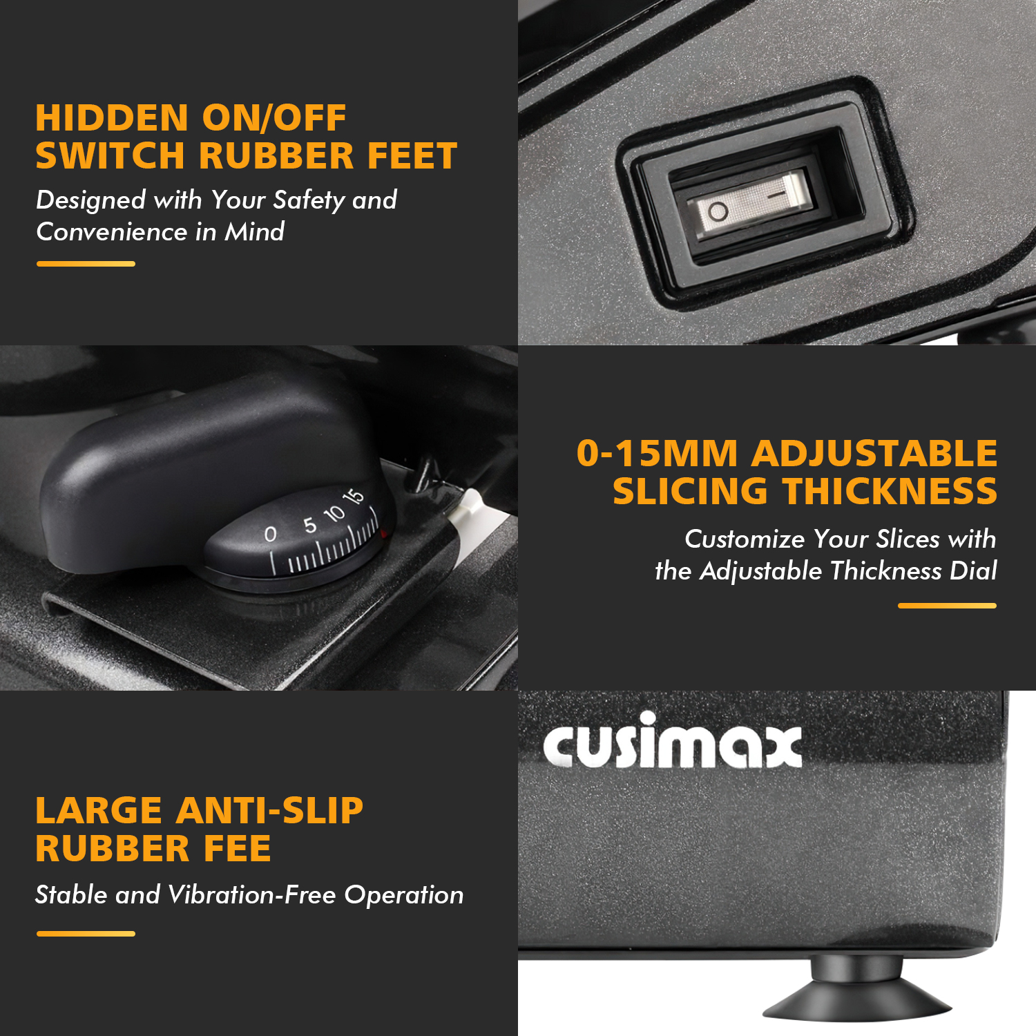 Cusimax 7.5 Inch Black Electric Deli Food Slicer(One Blade)