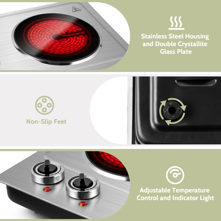 Cusimax 1800W Infrared Ceramic Electric Hot Plate for Cooking, Portabl