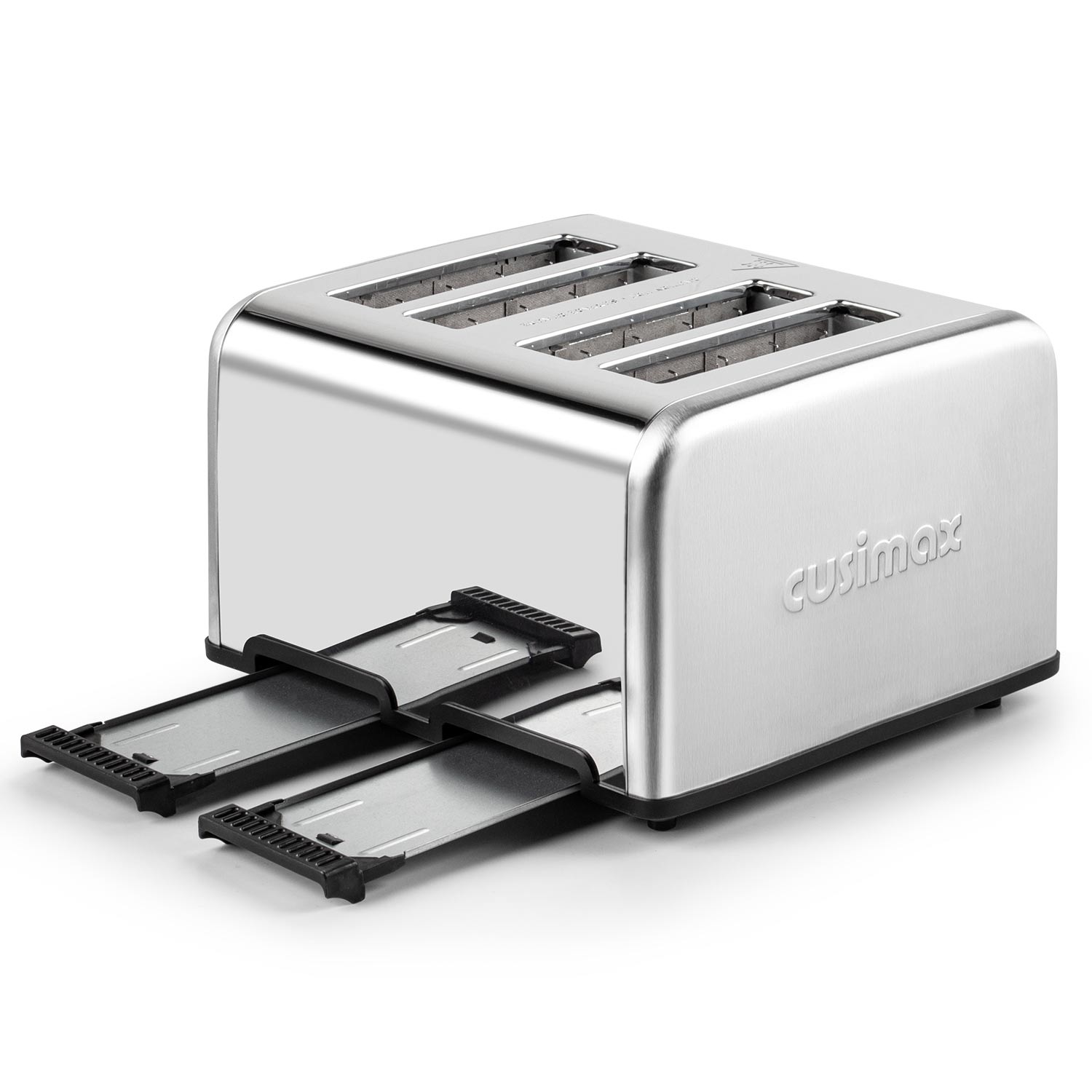 Cusimax 4 Slice Toaster, Stainless Steel Toaster with Ultra-Clear LED Display & Extra Wide Slots, Dual Control Panels of 6 Shade Settings, Cancel/Bagel/Defrost Function, Removable Crumb Trays(DE/FR/IT/ES)