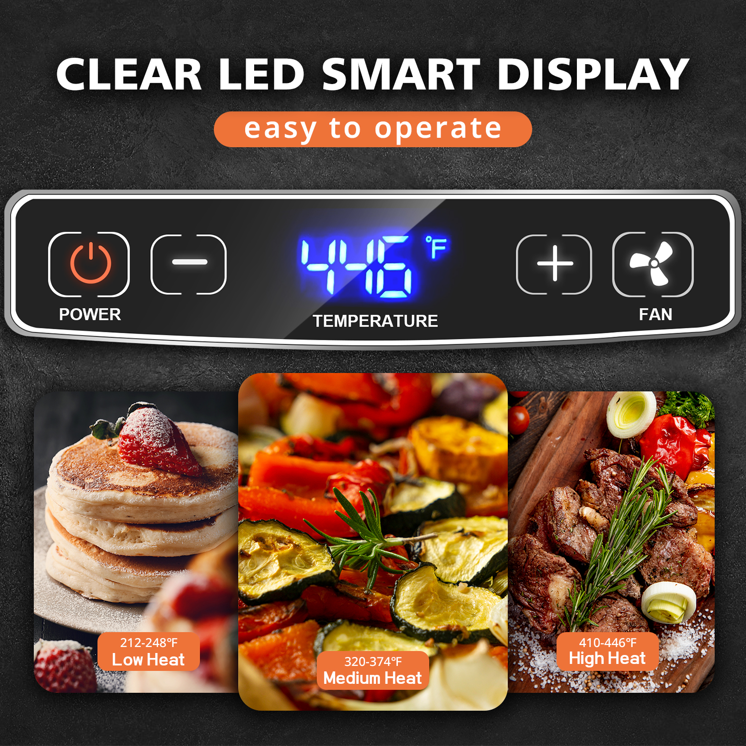 Cusimax 1500W Smokeless Indoor Grill with LED Smart Display & Non-stick Removable Grill Plate,Tempered Glass Lid,Turbo Smoke Extractor,212℉ to 446℉