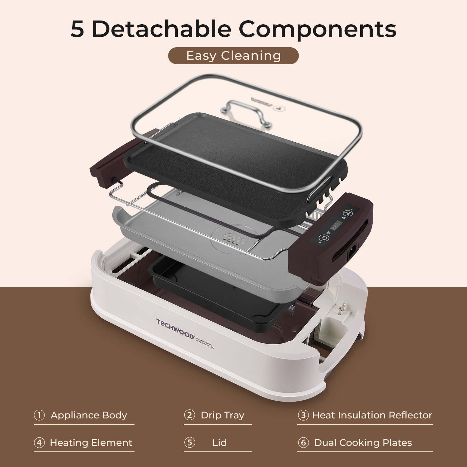 Cusimax Smokeless Indoor Grill Portable Electric Grill with Turbo Smoke Extractor Technology, Nonstick Removable Grill Pan, Glass Lid, 1500 Watts, Great for Homes and Party