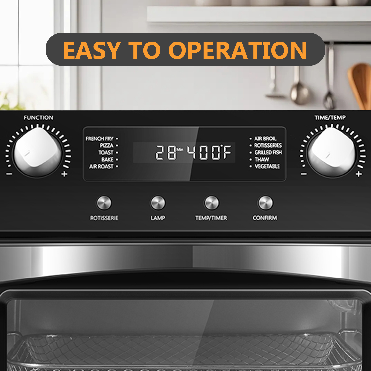 Cusimax Air Fryer Oven Countertop, 10-in-1 Convection Oven, 24QT Combo Countertop Toaster Oven with Rotisserie & Dehydrator, Rich Accessories, Silver