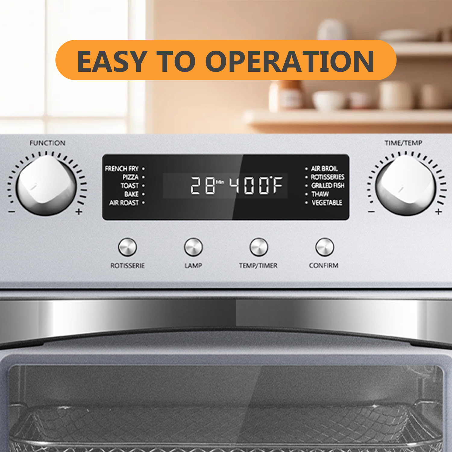 Cusimax Air Fryer Oven Countertop, 10-in-1 Convection Oven, 24QT Combo Countertop Toaster Oven with Rotisserie & Dehydrator, Rich Accessories, Silver