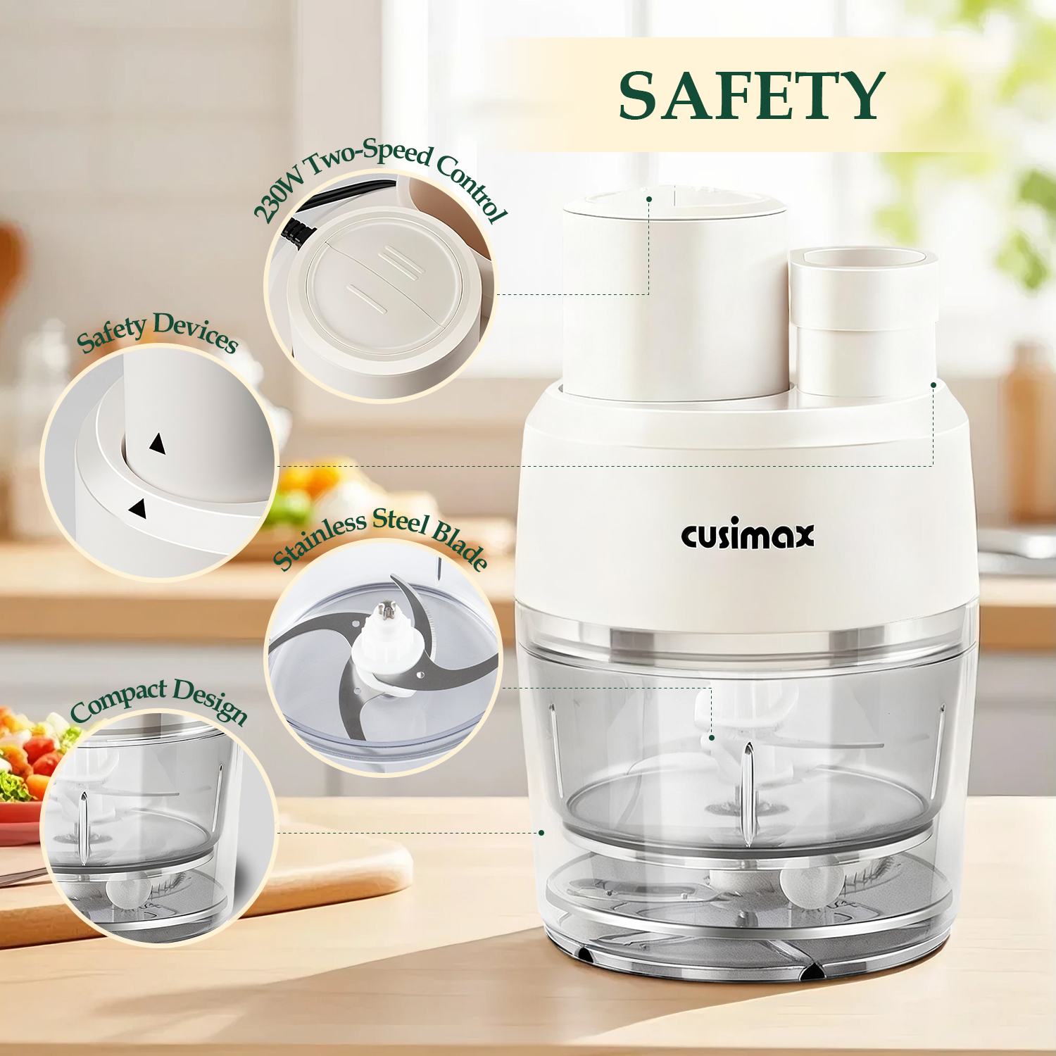 Cusimax Electric Salad Shooter, 230w 2-Speed Control Electric Slicer for Home,Food Processor Easy to Cheese, Vegetable, Meat and Nut,Food Bowl