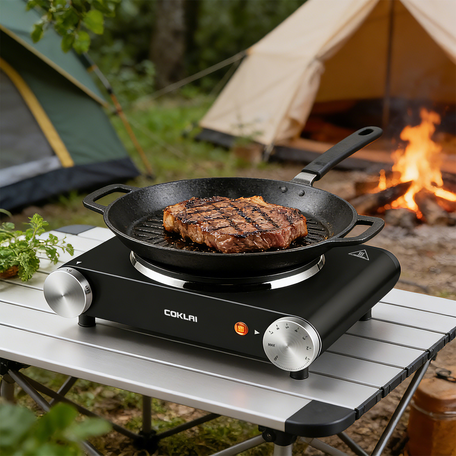 SP Coklai 1500W Electric Hot Plate for Cooking Portable Single Burner Heat-up in Seconds Adjustable Temperature Control Stainless Steel Black, 2026 Version