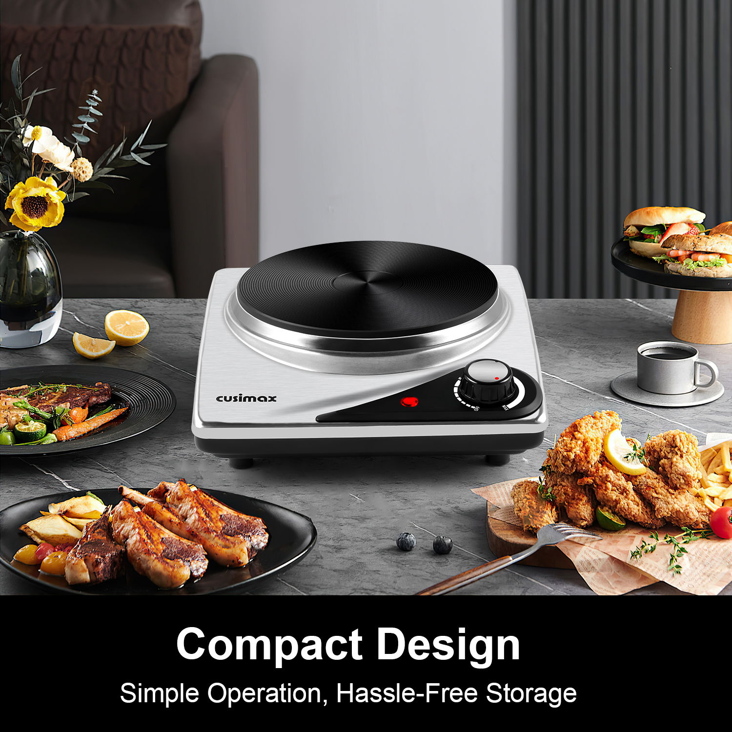 Cusimax 1500W Electric Cooking Portable Single Hot Plate(UK)