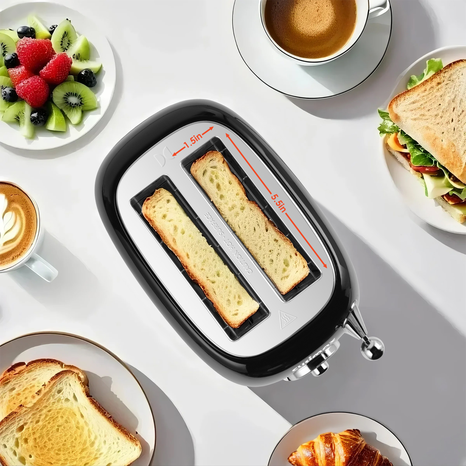 Cusimax Retro Toaster 2 Slice with Extra Wide Slots for Bagels and Waffles, 6 Toast Settings and 4 Functions, Bagel, Cancel, Defrost & Reheat, Removable Crumb Tray