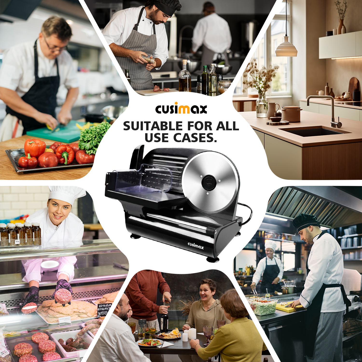 Cusimax 7.5 Inch Black Electric Deli Food Slicer(One Blade)