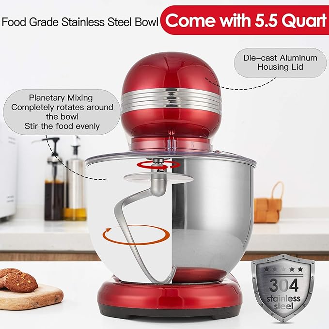 Stand Mixer (5.5-QT, Red)
