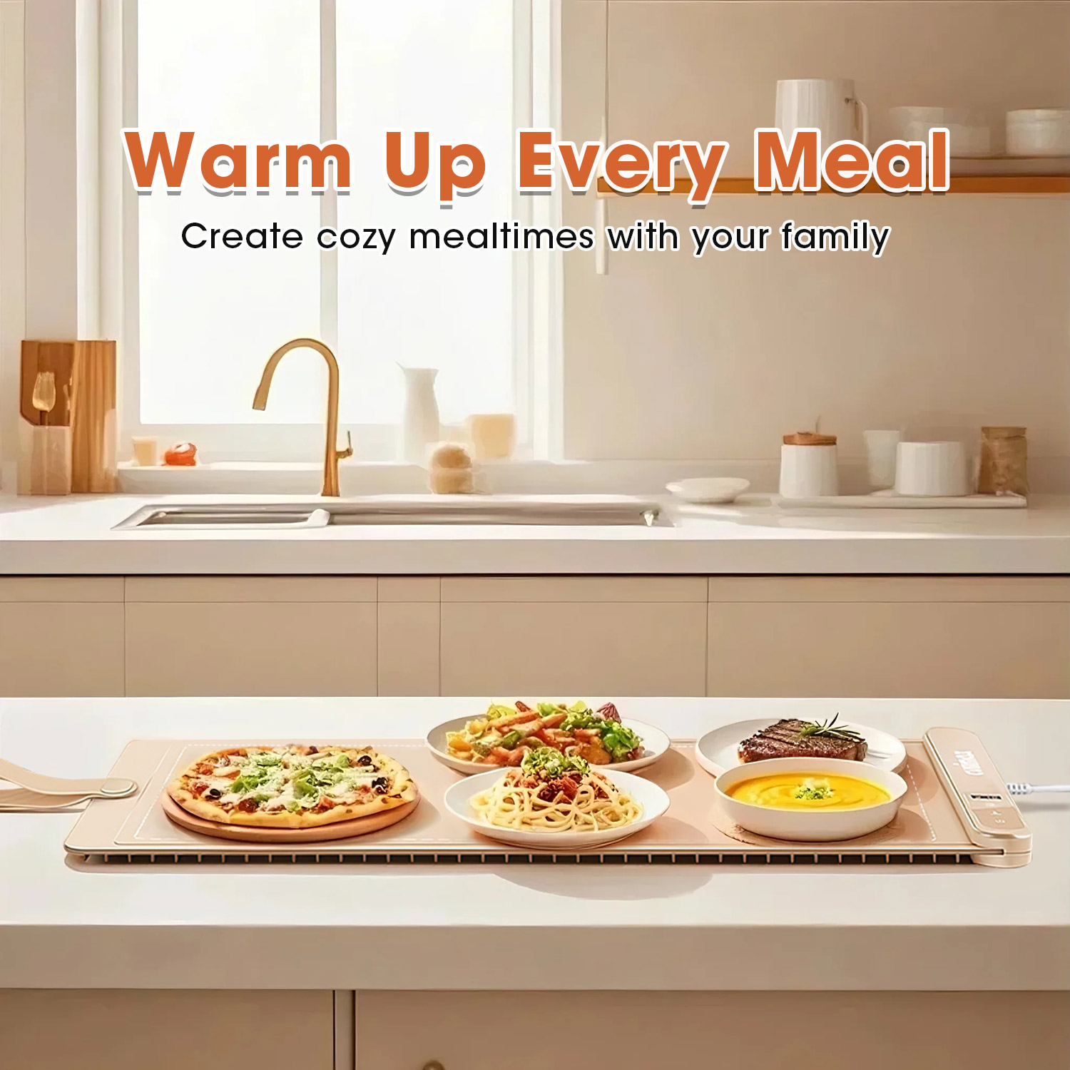 CUSIMAX 6-Temperature Foldable Electric Food Warming Mat - Auto Shut-Off, Rollable Design, Perfect for Parties, Gatherings & Everyday Use