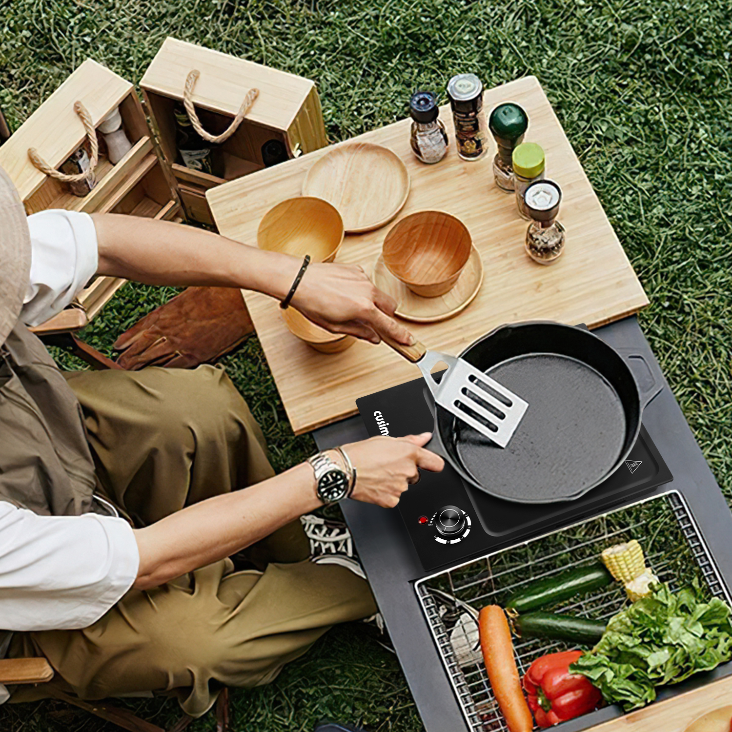 CUSIMAX 1500W Electric Hot Plate – Portable Single Burner with Stainless Steel Surface, Easy-to-Clean Design – Ideal for Countertop Cooking, Indoor & Outdoor Use