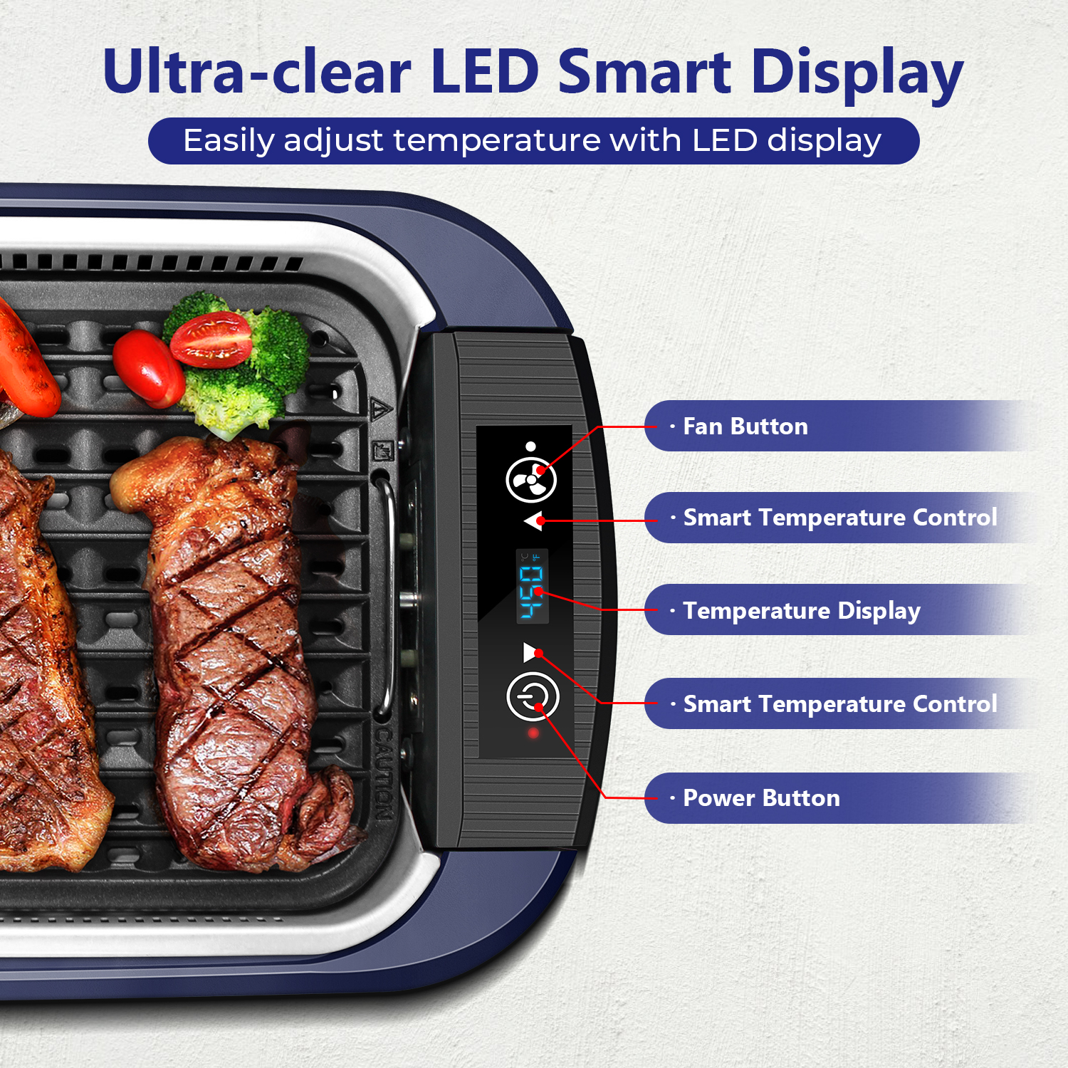 Cusimax Smokeless Indoor Grill Portable Electric Grill with Turbo Smok