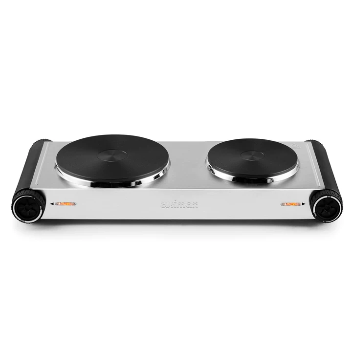 SP Cusimax Hot Plate,1800W Portable Electric Countertop Double Burner,Cast Iron Stove, Concealed Handle,Temperature Controls, Compatible for All Cookwares,Easy Clean, Upgraded Version