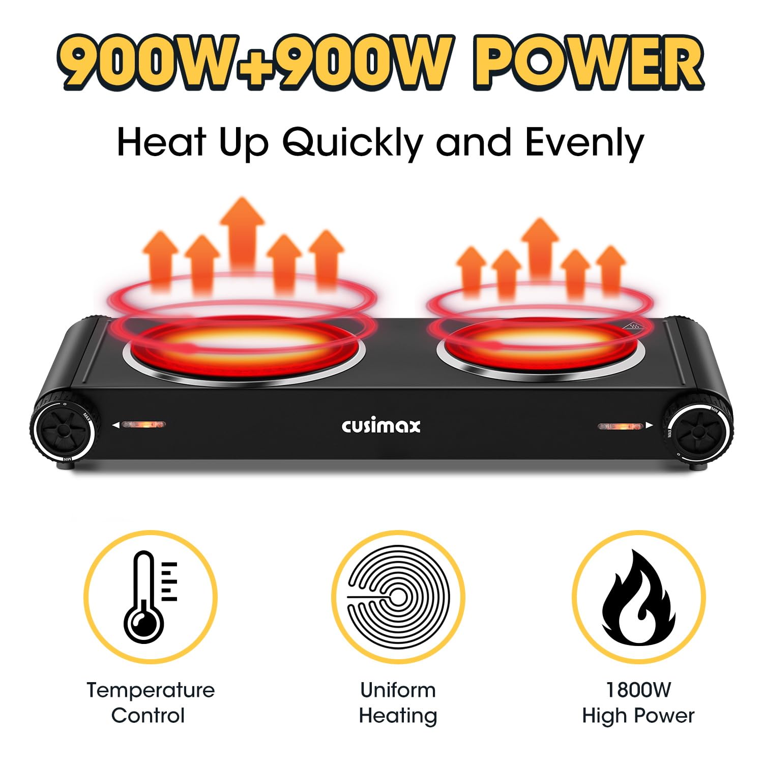 Cusimax 2400W Infrared Dual Hobs Hot Plate – Compact, Stylish & Powerf