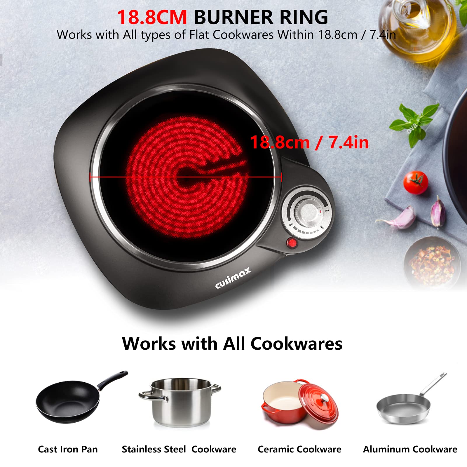 Cusimax Portable Electric Stove, 1600W Infrared Single Burner Heat-up –  Penny Hive