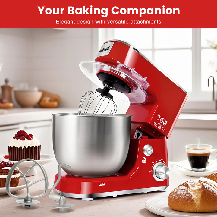 Cusimax Tilt head Stand Mixer,5QT Electric Food Mixer with Stainless Steel Bowl,Dough Hook, Mixing Beater and Whisk, Splash Guard,Great For Daily Use