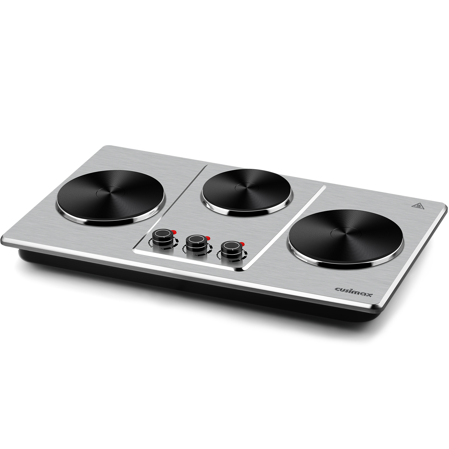 Cusimax Hot Plate,Countertop Triple Burner with 7″Cast Iron Cooktop,Electric Hot Plate for Cooking,11 Level Temperature Setting