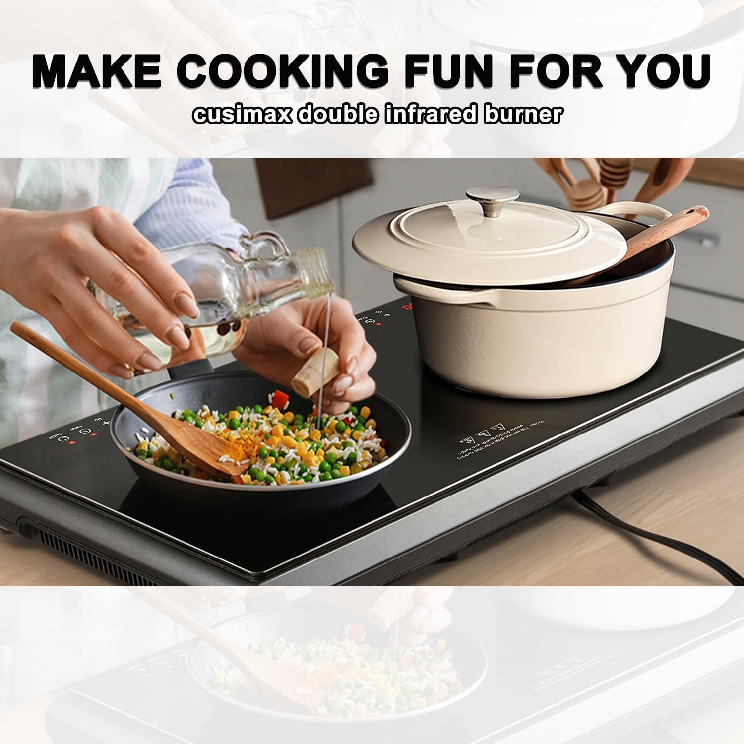 Induction Cooktop CUSIMAX 1800W Double Burner Hot Plate Infrared