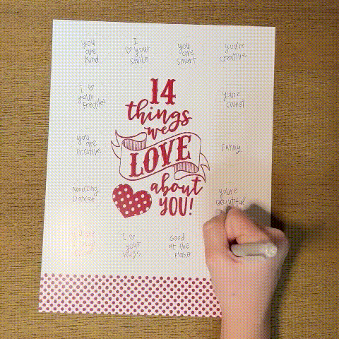 Valentine's Scratch Off Advent "14 things I or WE love about you!"-BUY 4 Get Free shipping