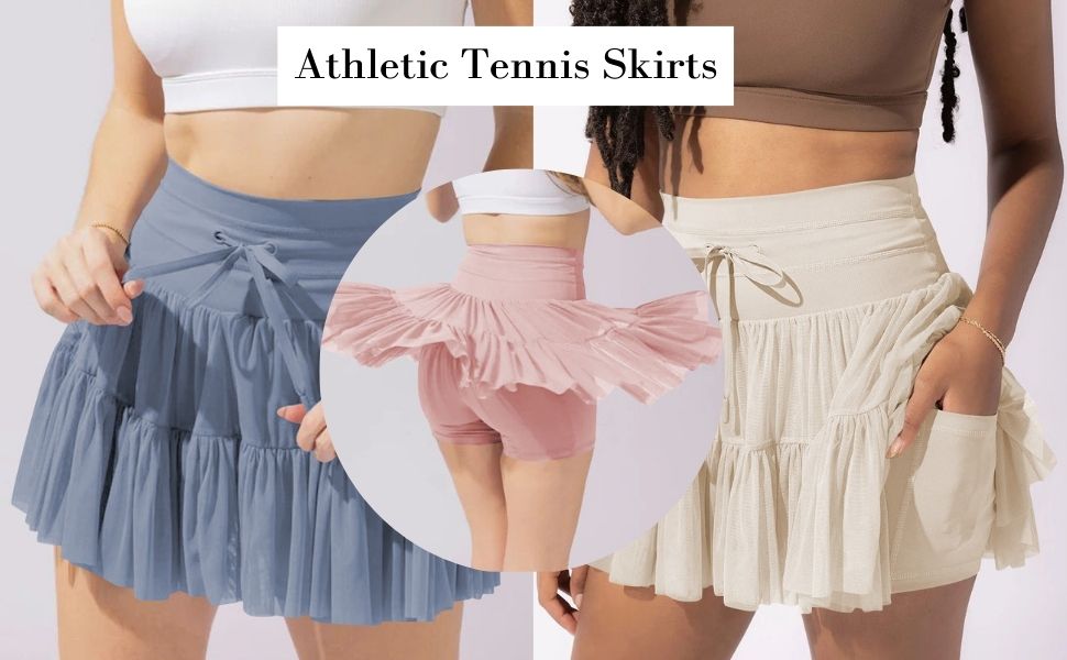 Cute High Waist Mesh Tulle Layered Flared Flowy Swing Sport Skirt