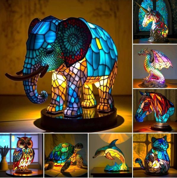 Stained Resin Table Lamp Night Light