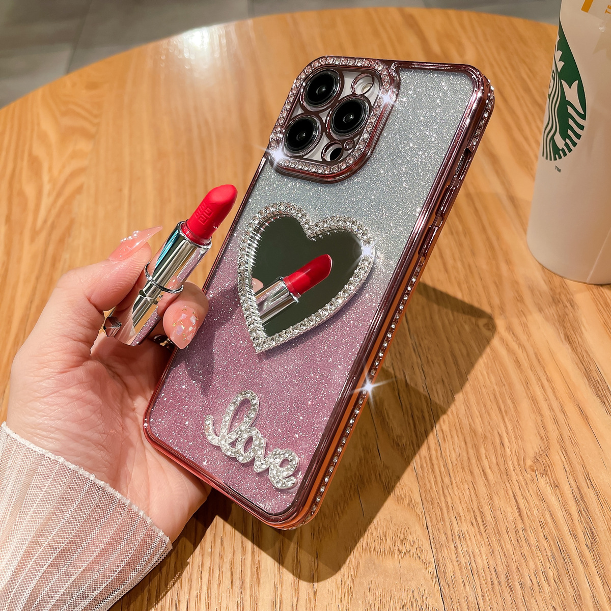 🎁2024 Valentine’s Day Gifts 50% OFF💖 - ✨Glitter Diamond Case with Love Mirror for iPhone