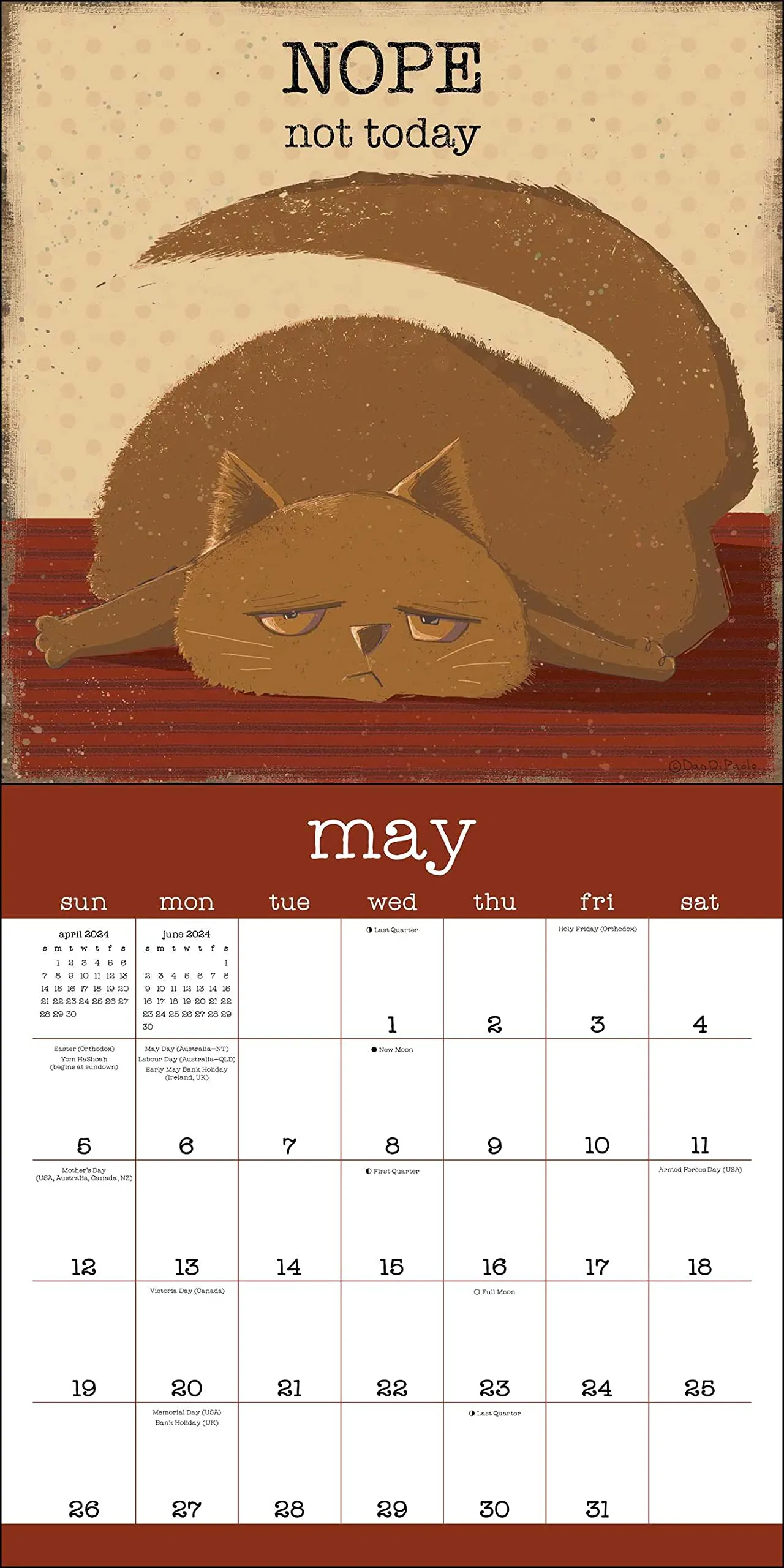 😼A Year of Snarky Cats 2024 Wall Calendar