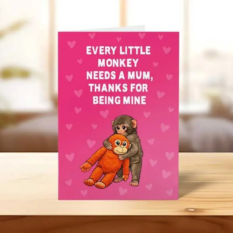 ❤️Punch the Monkey Cute Mother's Day Card A playful, heartfelt way to say “thank you” to the best mum in the jungle this Mother’s Day!