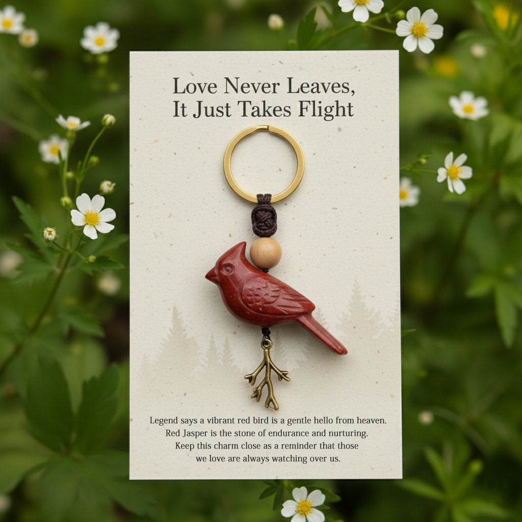 Song of Nature: Amazonite Bird Keychain for Peace & Courage