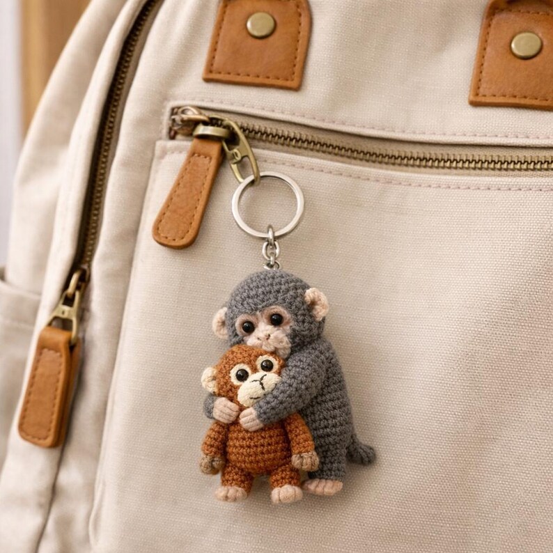 Crochet Punch Monkey Keychain