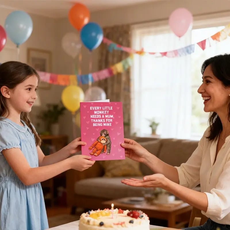 ❤️Punch the Monkey Cute Mother's Day Card A playful, heartfelt way to say “thank you” to the best mum in the jungle this Mother’s Day!